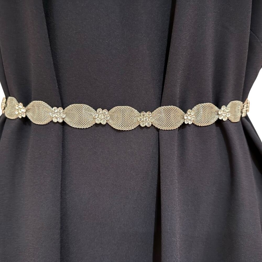 Vintage Mesh Belt with Rhinestone Trim